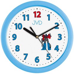 JVD H12.6 Wanduhr für Kinder Kinderwanduhr Roboter blau hellblau für Jungs