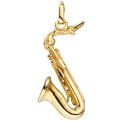 Anhänger Saxophon 925 Sterling Silber gold vergoldet