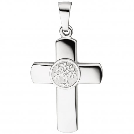 Anhänger Kreuz Lebensbaum 925 Sterling Silber Kreuzanhänger Silberkreuz