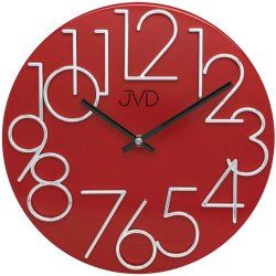 JVD HT23.7 Wanduhr Quarz analog Metall rot rund modern
